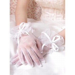 Organza Mit Bowknot Weiß Chic|Modern Brauthandschuhe