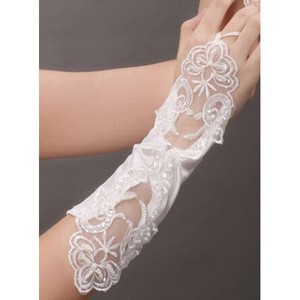 Taft Elegant Weiß Modern Brauthandschuhe