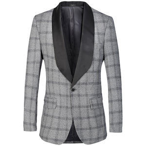 Klassische Herren Karierten Anzug Blazer Slim Fit Brand Jacke Marke Männer