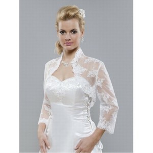 Organza Weiß Luxuriös Spitze Saum Bolero