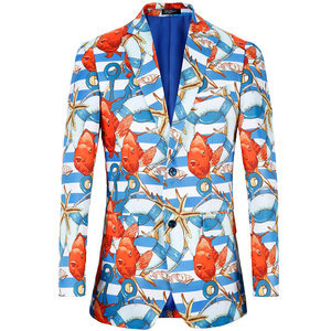 Herren Smoking Sea Print Anzug Größe Anzug Männer Blazer