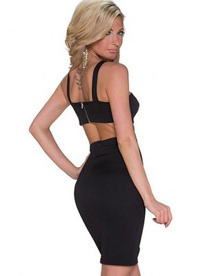 Jesery Schwarz V-Ausschnitt Kleid Bodycon Bandeau Club Kleider - Bild 3