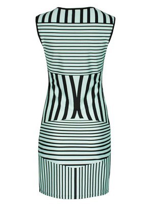 Kleid ärmellos Drucken Bodycon Gestreift Club Kleider - Bild 4