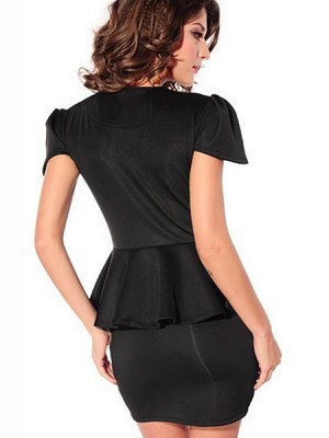 Elegant Bodycon Damen Peplum Polyester Club Kleider - Bild 2