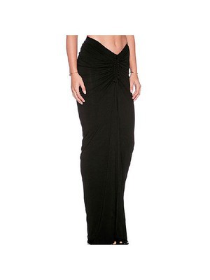 Elasthan Schwarz Detail Bodycon Maxi Polyester Rock Falten Club Kleider - Bild 1