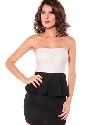 Damen Polyester Trägerlos Kleid Sexy Bodycon Club Kleider - Bild 1