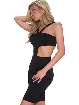 Jesery Schwarz V-Ausschnitt Kleid Bodycon Bandeau Club Kleider - Bild 2