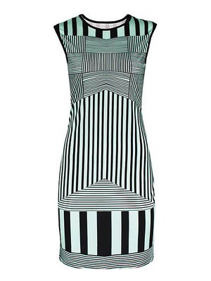 Kleid ärmellos Drucken Bodycon Gestreift Club Kleider - Bild 1