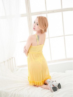 Schier Spitze Spaghettibügel Tüll Sexy Babydoll - Bild 3