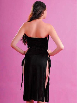 Sexy Herrlich Schwarz Jersey Kleid Babydoll - Bild 2