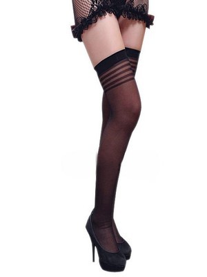 Knie Sockings Sexy Schwarz Fabelhaft Strumpfhalter - Bild 3