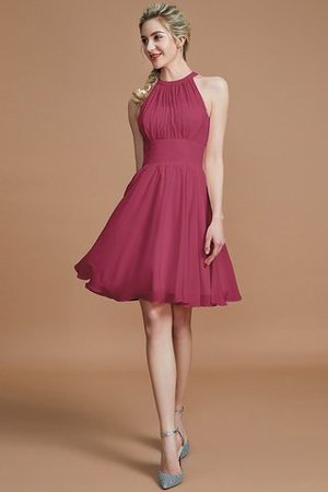 Ärmelloses Normale Taille Schaufel-Ausschnitt a linie Chiffon Brautjungfernkleid - Bild 9