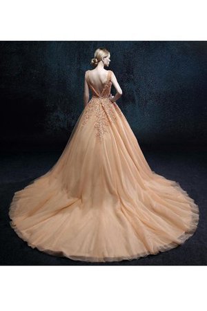 Klassisches V-Ausschnitt Extravagantes Tiefer V-Ausschnitt Ballkleid mit Applike - Bild 2