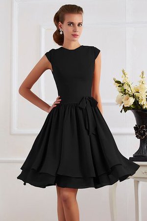 Normale Taille Chiffon Knielanges Brautjungfernkleid mit Schleife mit Gürtel - Bild 2