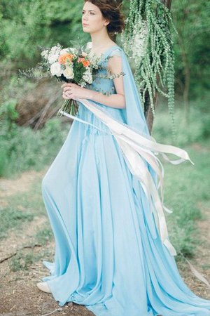 A-Line Zeitloses Kurze Ärmeln Brautjungfernkleid aus Chiffon mit V-Ausschnitt