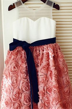 Prinzessin Ärmelloses Normale Taille Wadenlanges Blumenmädchenkleid mit Bordüre - Bild 1