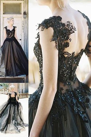 Ärmelloses Duchesse-Linie Normale Taille Sweep train Ballkleid mit Bordüre - Bild 1