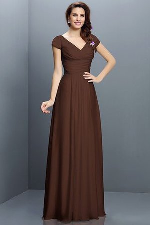 Reißverschluss Kurze Ärmeln Plissiertes Prinzessin Brautjungfernkleid aus Chiffon - Bild 7