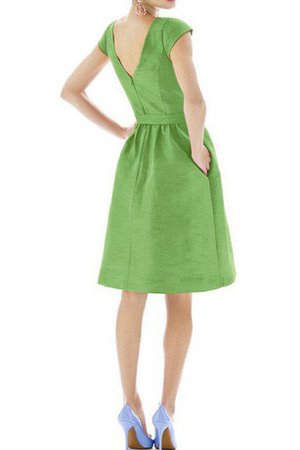 A-Line Bateau Kurze Ärmeln Brautjungfernkleid mit Schmetterlingsknoten aus Satin - Bild 2