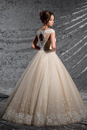 Duchesse-Linie V-Ausschnitt Bodenlanges Anständiges Brautkleid aus Organza - Bild 2
