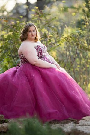 Ärmelloses Tüll Duchesse-Linie Bodenlanges Ballkleid mit Rücken Schnürung - Bild 2