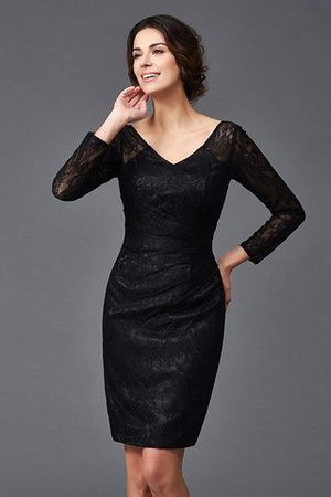 Enges Langärmeliges Elastischer gewebter Satin Mini Knielanges Brautmutterkleid - Bild 4