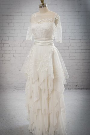 Strand Luxus Informelles Brautkleid mit Schleife mit Applike