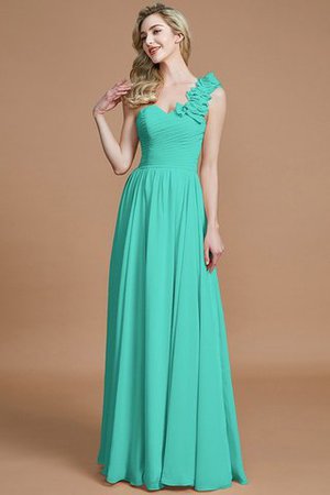 Prinzessin Ein Schulter Ärmelloses Normale Taille Brautjungfernkleid aus Chiffon - Bild 20
