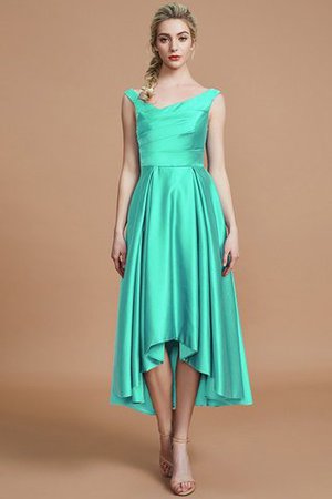 Asymmetrisch V-Ausschnitt Prinzessin A-Line Brautjungfernkleid aus Satin - Bild 20