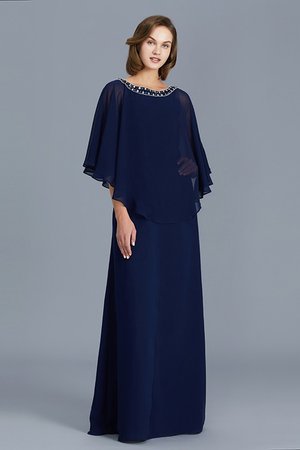 Natürliche Taile Etui Lange Ärmeln Besondere Bodenlanges Brautmutterkleid mit Perlen - Bild 5