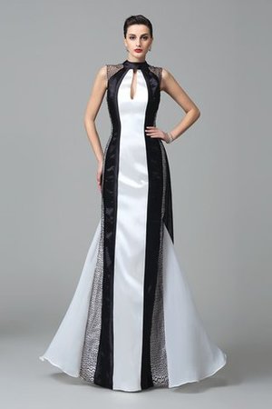 Reißverschluss plissiertes Enges Abendkleid aus Chiffon mit Hohem Kragen - Bild 1