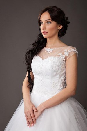 Tüll Duchesse-Linie Kurze Ärmeln Brautkleid mit Gekappten Ärmeln mit Bordüre - Bild 2