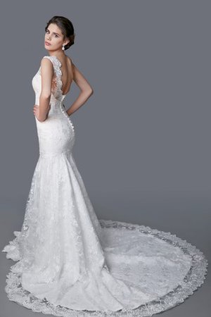 Perlenbesetztes Bodenlanges Luxus Brautkleid ohne Ärmeln mit Sweep Zug - Bild 2
