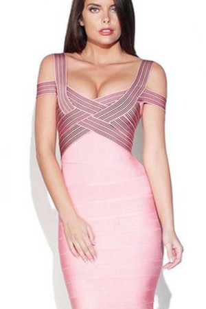 Sexy Rosa Verband Kleid Illusion Oben Club Kleider