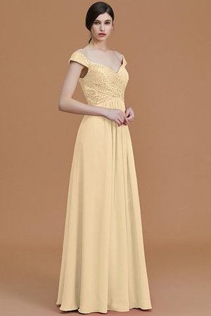 Prinzessin Chiffon Bodenlanges Brautjungfernkleid mit V-Ausschnitt mit Bordüre - Bild 12