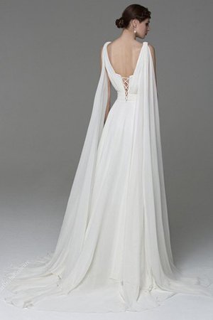 Ärmelloses V-Ausschnitt Schlichtes Luxus Brautkleid mit Sweep Zug - Bild 2