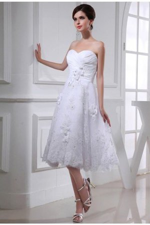 A-Linie Organza Prinzessin Perlenbesetztes Brautkleid mit Applikation