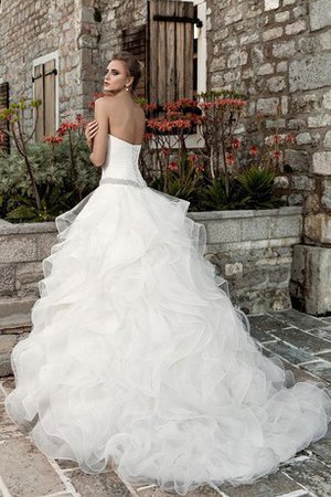 Ärmelloses Organza Romantisches Elegantes Brautkleid mit Rücken Schnürung - Bild 2