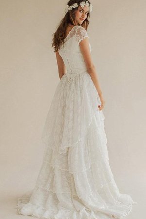 Tüll Schaufel-Ausschnitt Romantisches Legeres Brautkleid mit Plissierungen - Bild 2