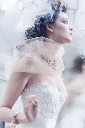 Meerjungfrau Plissiertes Bodenlanges Brautkleid mit Schleife mit Gürtel - Bild 2