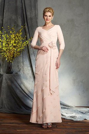 Enges Chiffon V-Ausschnitt Normale Taille Brautmutterkleid mit Reißverschluss - Bild 4