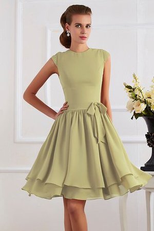 Normale Taille Chiffon Knielanges Brautjungfernkleid mit Schleife mit Gürtel - Bild 7