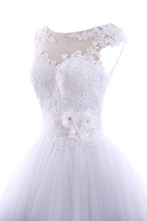 Empire Taille Halle Ausgefallenes Bodenlanges Festliches Brautkleid mit Perlengürtel - Bild 5