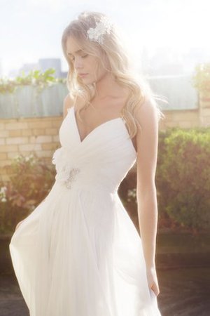 Strand Juwel Ausschnitt Gerüschtes Plissiertes Luxus Brautkleid - Bild 2