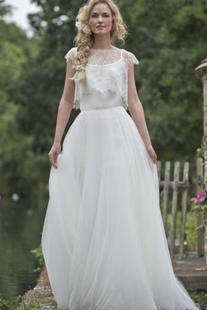 Etui Juwel Ausschnitt Einfaches Brautkleid mit Gekappten Ärmeln mit Natürlicher Taille