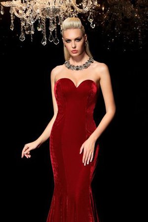 Samt Natürliche Taile Reißverschluss Anständiges Abendkleid mit Herz-Ausschnitt - Bild 5