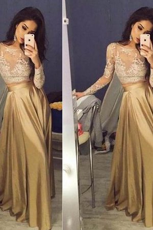 Prinzessin Normale Taille Schaufel-Ausschnitt Langärmeliges Ballkleid aus Satin - Bild 1