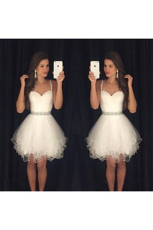 A-Line Ärmelloses Organza Kurzes Brautkleid mit Reißverschluss
