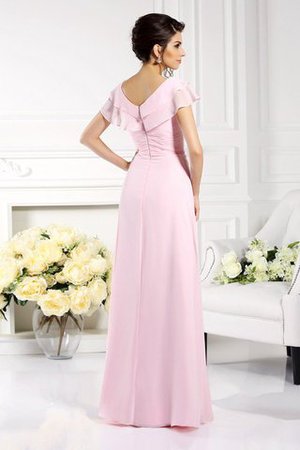 A-Linie Chiffon Bodenlanges Brautmutterkleid mit Rüschen mit Kurzen Ärmeln - Bild 2