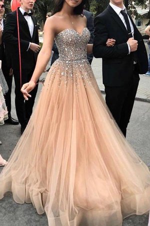 Sweep Train Ausgezeichnet Prinzessin Herz-Ausschnitt Ärmelloses A Linie Tüll Ballkleid - Bild 1